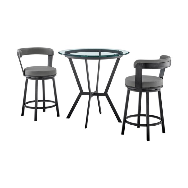 Armen Living Naomi and Bryant 3-Piece Counter Height Dining Set in Black Metal and Gray Faux Leather SETNMBYGRBL3 - main